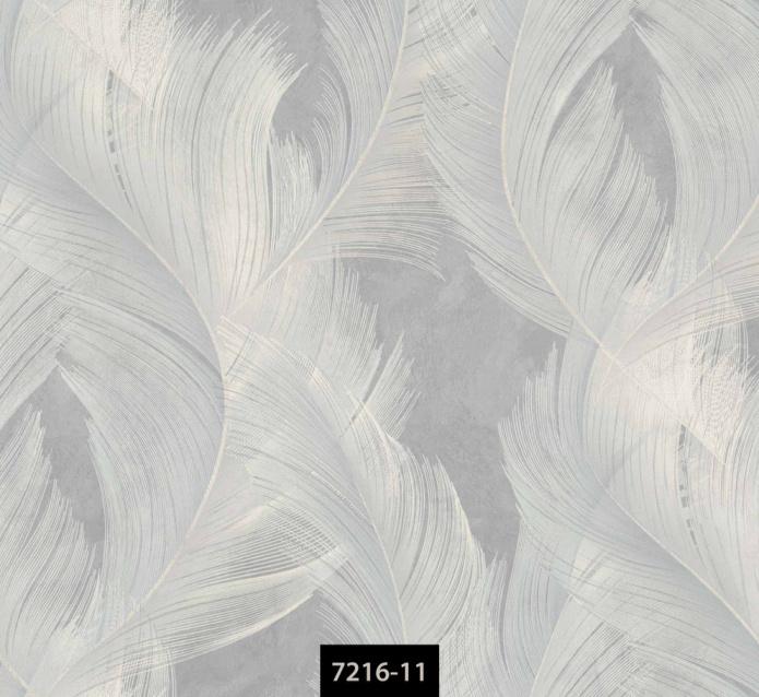 Valerian 7216-11 İnci Beyazı & Gümüş Tüy Desenli İthal 