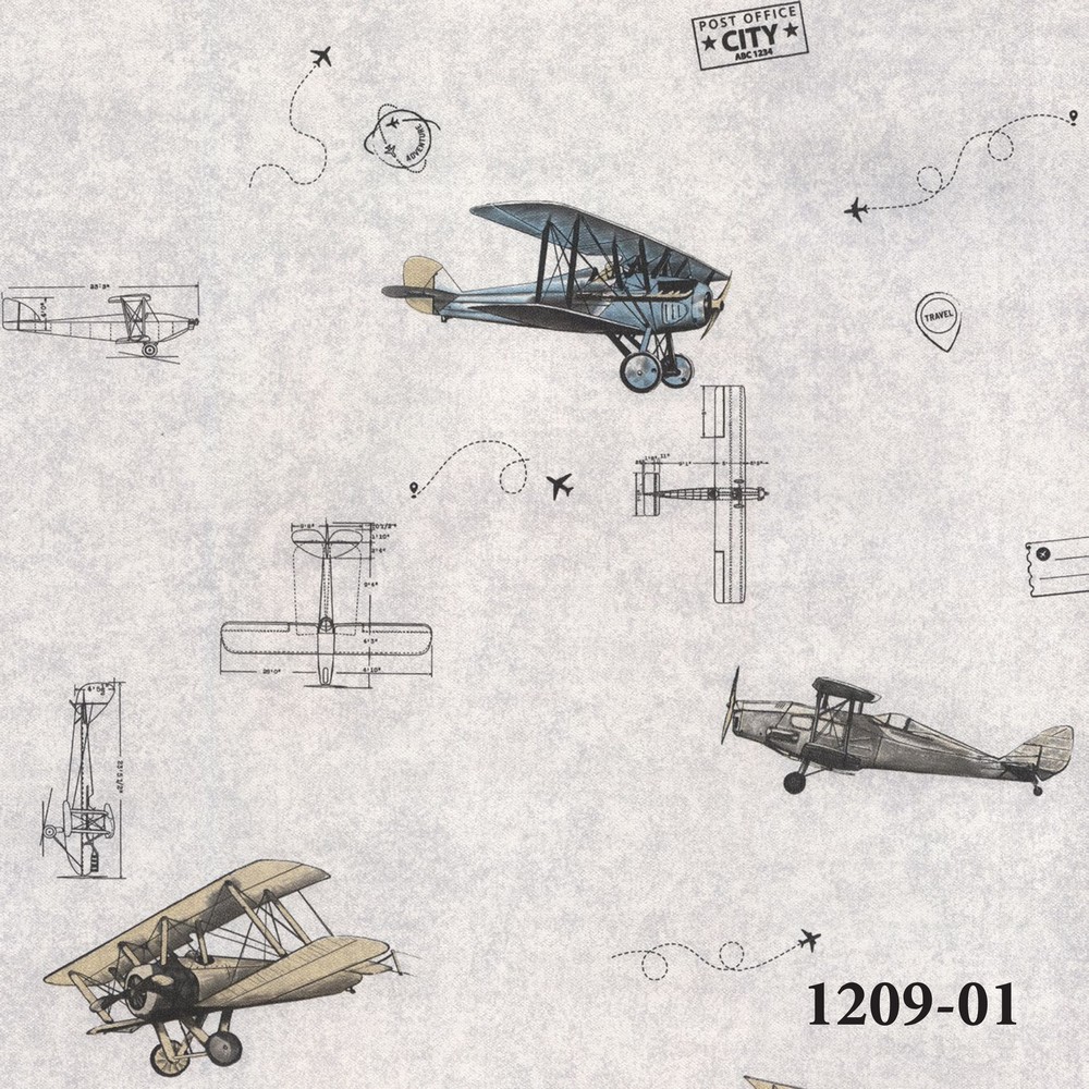 Borella 1209-01 Decojunior Uçak Desenli Duvar Kağıdı (1